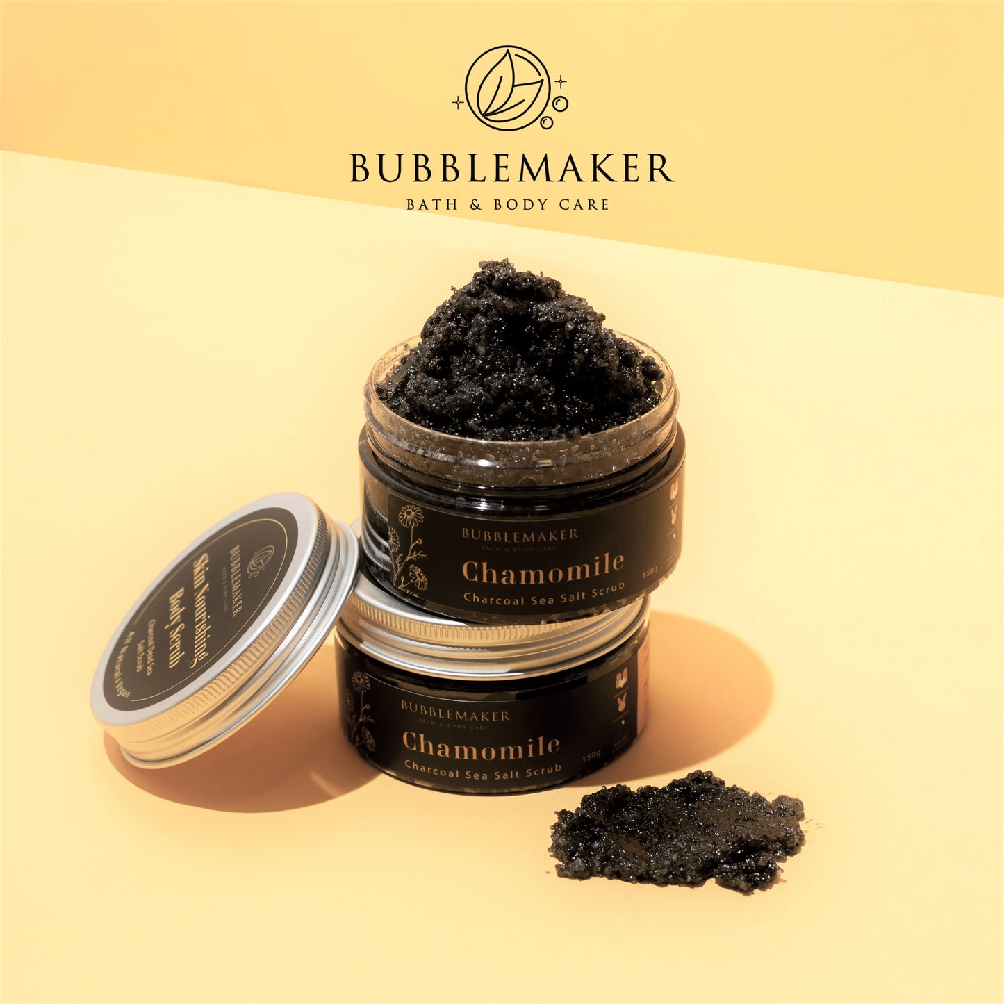 Natural Skin Nourishing Dead Sea Salt Body Scrub- Activated Charcoal Chamomile