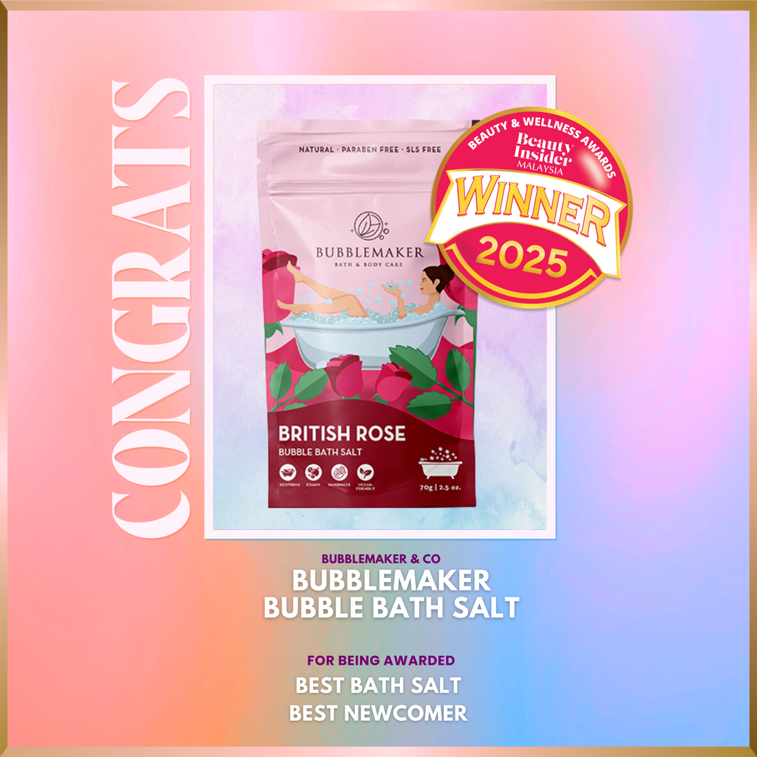 BEST BATH SALT of Beauty & Wellness Award 2025 by BeautyInsider MY
